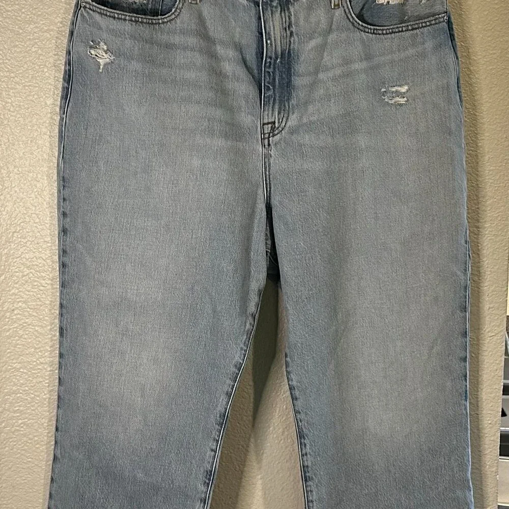 NWT FRAME Le Jane Crop High Rise Straight Distressed Denim- Temecula Rip- Sz 34 - Picture 2 of 7